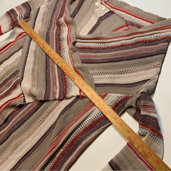 Elan Women's Open Front Cardigan Knit Asymetrical striped Cotton Multicolor - Picture 5 of 8